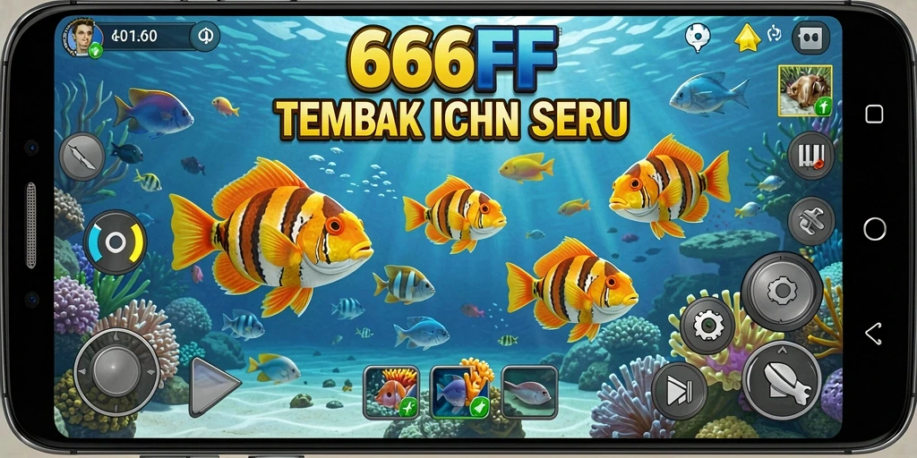 Screenshot gameplay 666FF menampilkan aksi seru menangkap ikan.