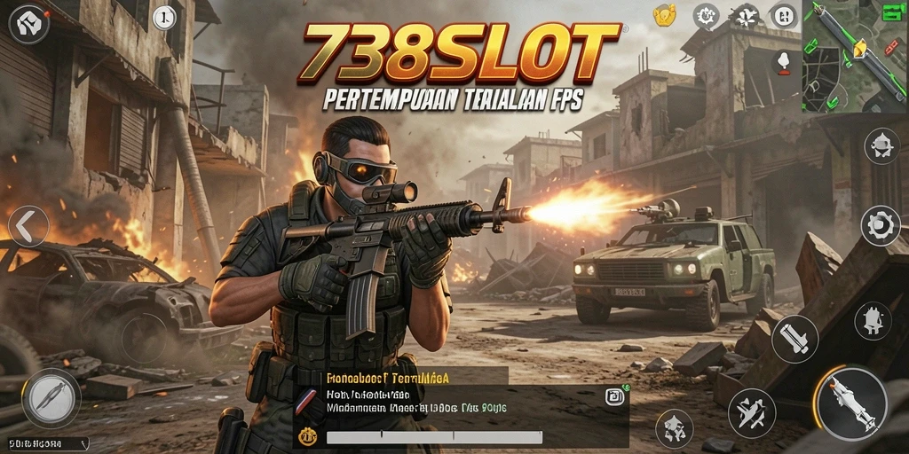 Tampilan seru dari gameplay FPS di 738SLOT