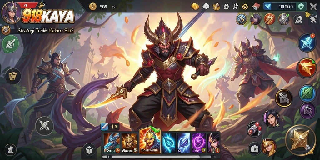 Tampilan gameplay seru 918KAYA menampilkan strategi dan pertempuran.