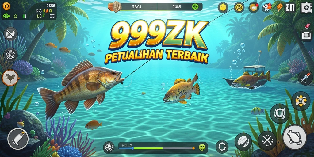 Gameplay 999ZK menampilkan momen seru saat menangkap ikan.