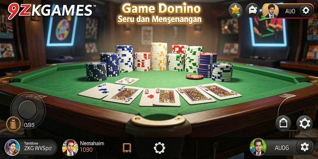 Tampilan gameplay yang seru di 9ZKGAMES saat bermain Domino.