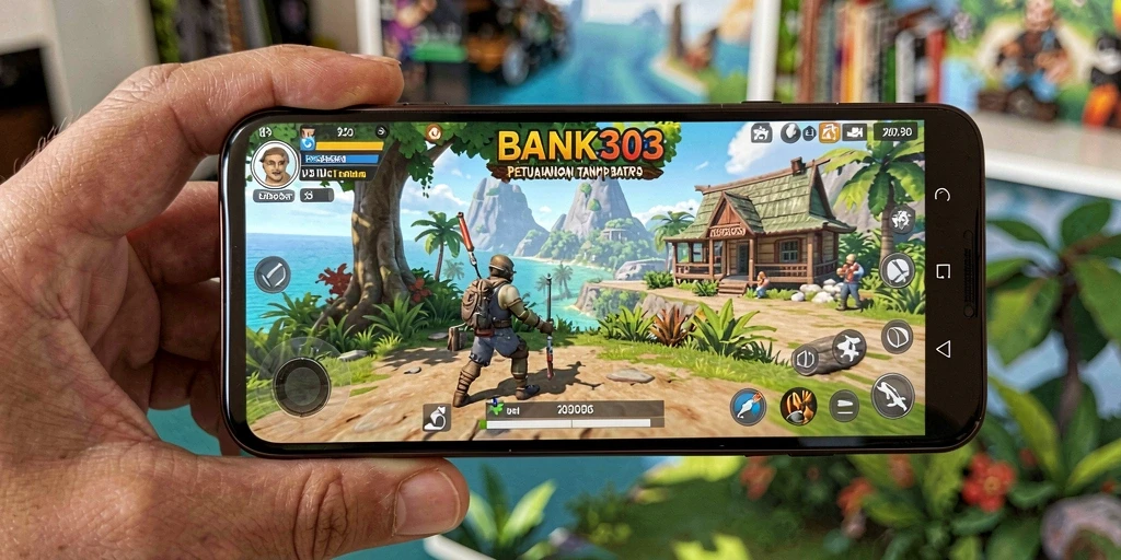 Screenshot gameplay BANK303 menampilkan petualangan seru di dunia terbuka.