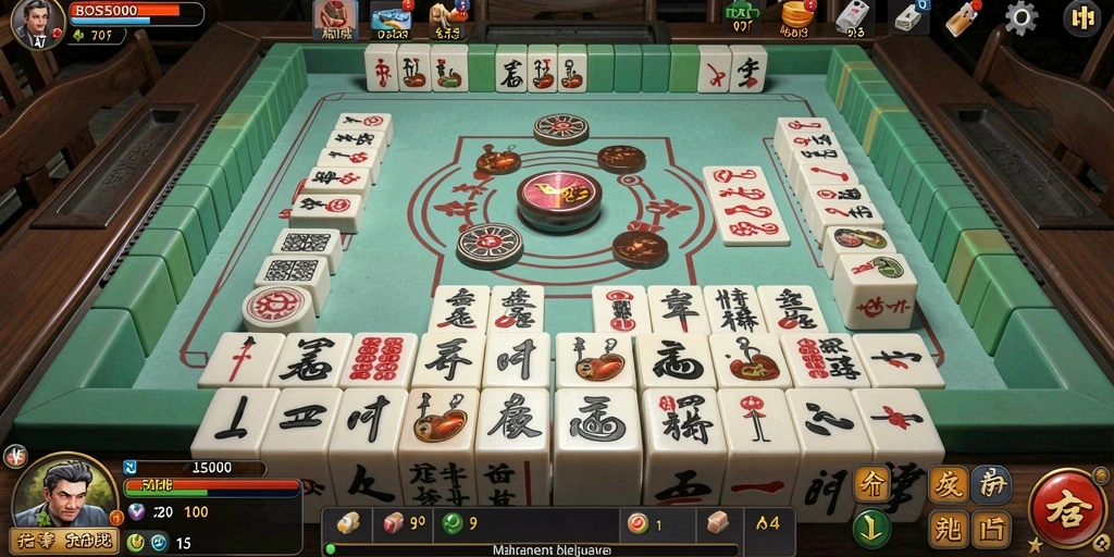 Tampilan menarik dari gameplay seru Mahjong di BOS5000.