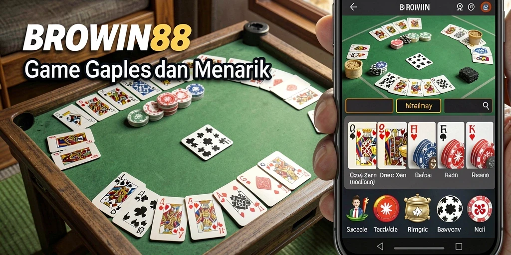 Screenshot gameplay Gaple BROWIN88 yang seru dan interaktif.
