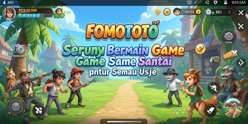 Screenshot utama FOMOTOTO menampilkan gameplay yang menyenangkan dan penuh warna.