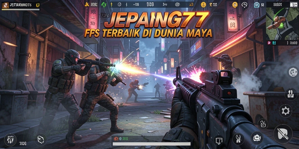 Gameplay menegangkan dalam JEPANG77 dengan aksi tembak-menembak yang seru.