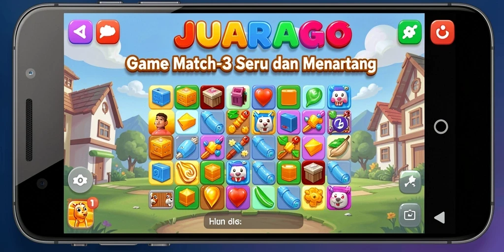Screenshot JUARAGO menampilkan gameplay Match-3 yang menantang.