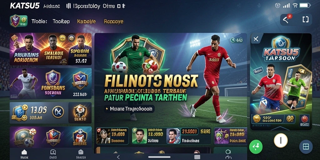 Screenshot utama KATSU5 yang menunjukkan antarmuka taruhan olahraga yang menarik.