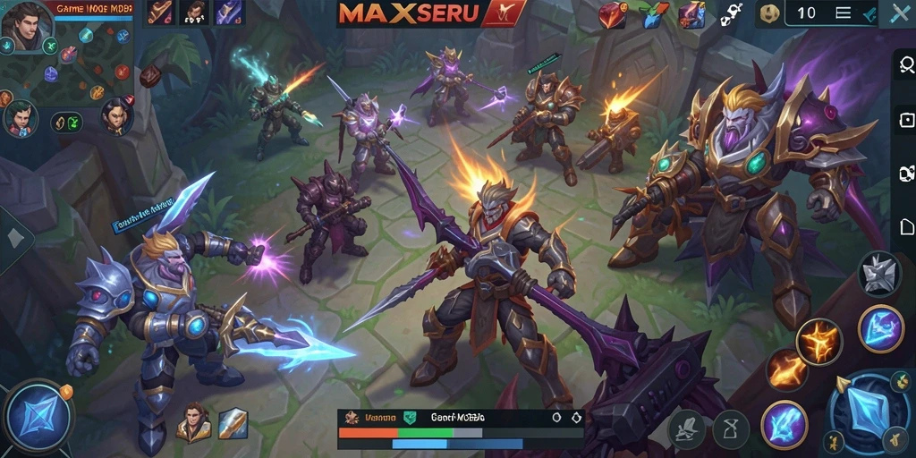 Screenshot gameplay MAXSERU dengan suasana pertempuran yang mendebarkan.