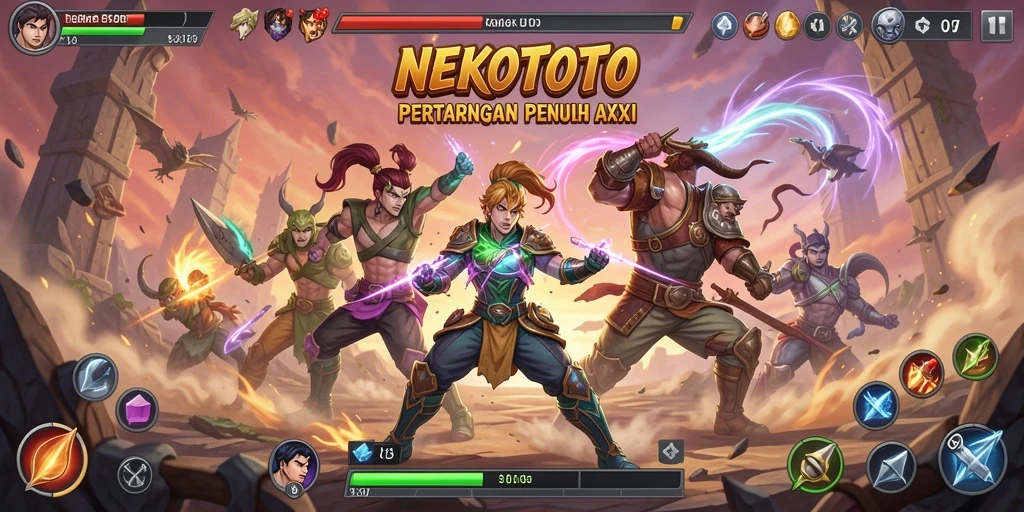 Gameplay Fighting yang penuh aksi di NEKOTOTO dengan karakter unik.
