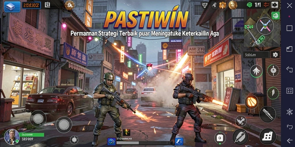Screenshot PASTIWIN menampilkan aksi intens dalam gameplay strategi.