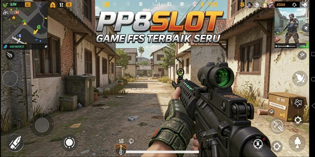 Tampilan screenshot dari PP8SLOT yang menunjukkan aksi gameplay FPS yang intens.