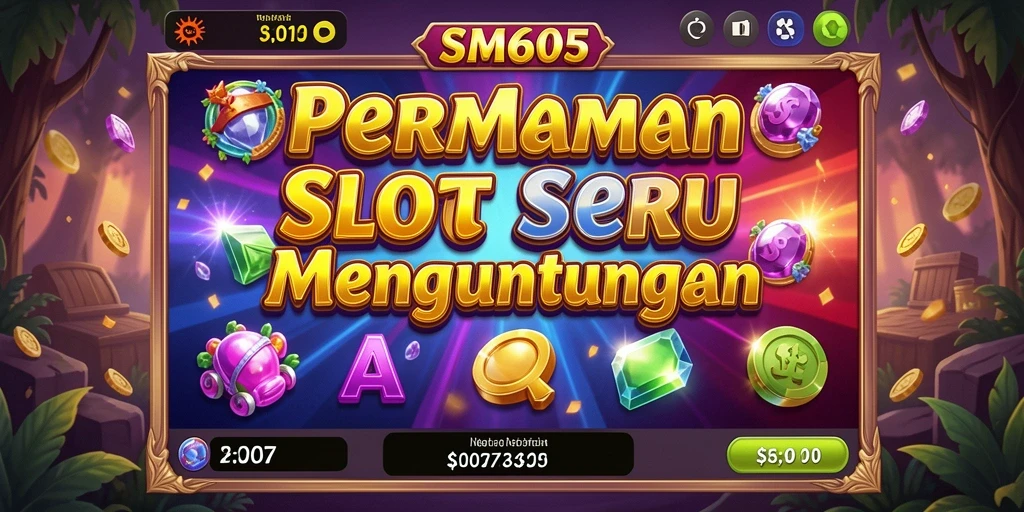Screenshot utama SM605 menampilkan gameplay Slot yang mendebarkan.