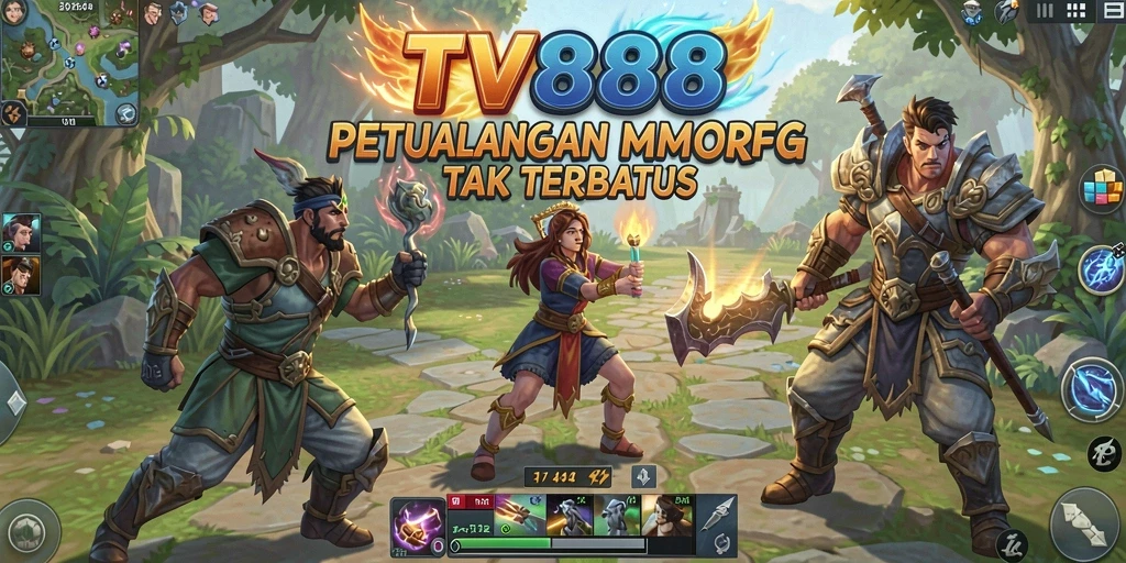 Screenshot dari gameplay TV888 yang menampilkan aksi seru dalam MMORPG.