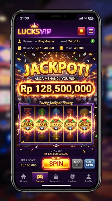 Tampilan utama Lucksvip yang menarik dan informatif.